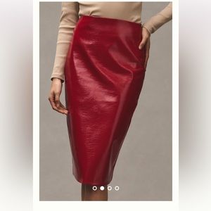 SUNDAY IN BROOKLYN FAUX LEATHER SKIRT IN RED